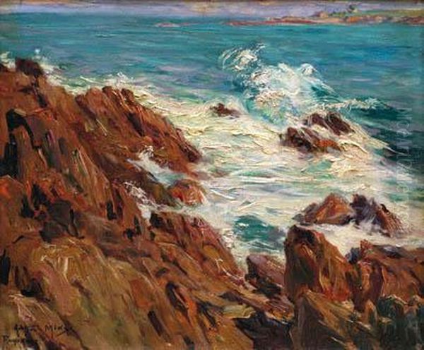 Cote Rocheuse A Raguenes Oil Painting by Arthur Midy