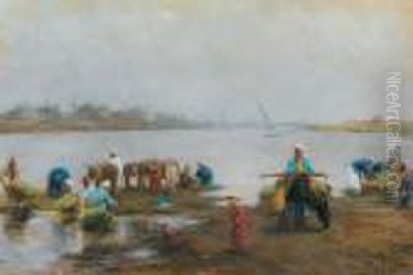 Au Bord Du Nil Oil Painting by Alphons Leopold Mielich