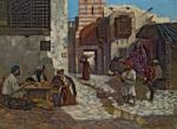 Markt In Kairo Oil Painting by Alphons Leopold Mielich