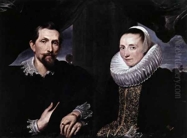 Double Portrait of the Painter Frans Snyders and his Wife c. 1621 Oil Painting by Sir Anthony Van Dyck