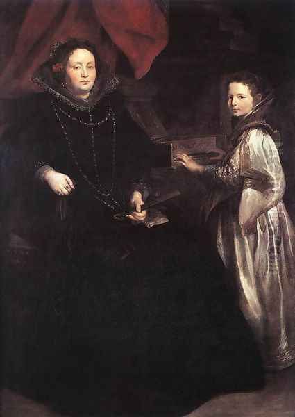 Portrait of Porzia Imperiale and Her Daughter c. 1628 Oil Painting by Sir Anthony Van Dyck