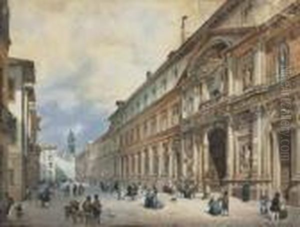 Veduta Dell'ospedale Maggiore Oil Painting by Giovanni Migliara