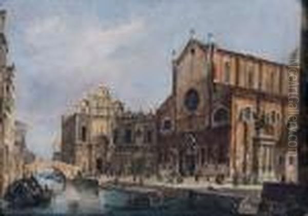 Vue Du Campo San Giovanni E Paolo Avec La Facade De La Scuola Disan Marco Oil Painting by Giovanni Migliara