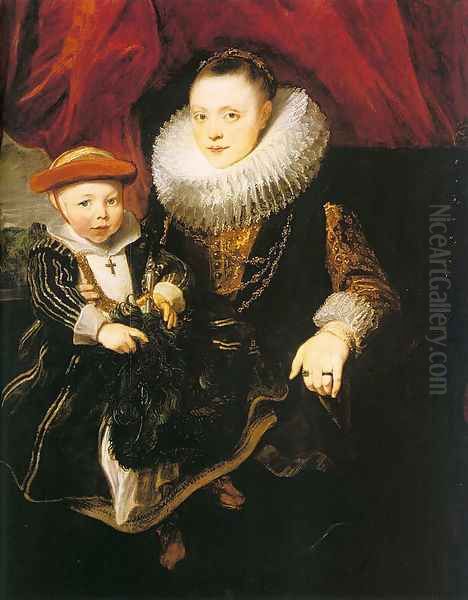 Young Woman with a Child (Possibly Baltazarina von Linick and her son), 1618 Oil Painting by Sir Anthony Van Dyck