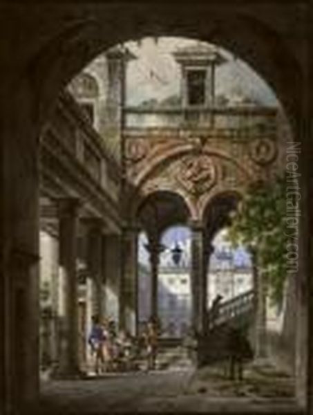 View Of The Brera Palace In Milan Oil Painting by Giovanni Migliara