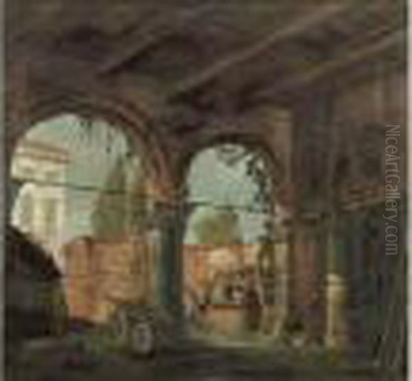 Grange D'un Palais De Venetie Oil Painting by Giovanni Migliara