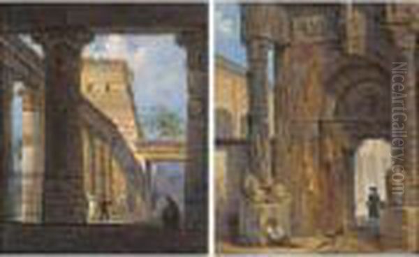 The Temple Of Karnak, Luxor Oil Painting by Giovanni Migliara