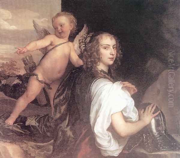 Portrait Of A Girl As Erminia Accompanied By Cupid Oil Painting by Sir Anthony Van Dyck