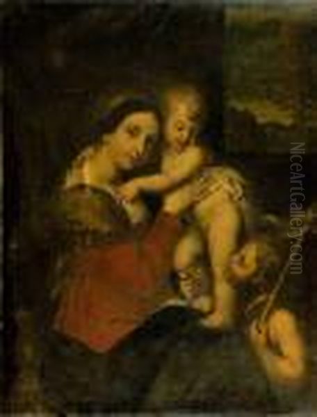 Vierge A L'enfant Et Saint Jean Baptiste Oil Painting by Nicolas Mignard