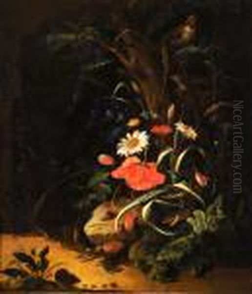 Nature Morte Avec Insectes Oil Painting by Abraham Mignon