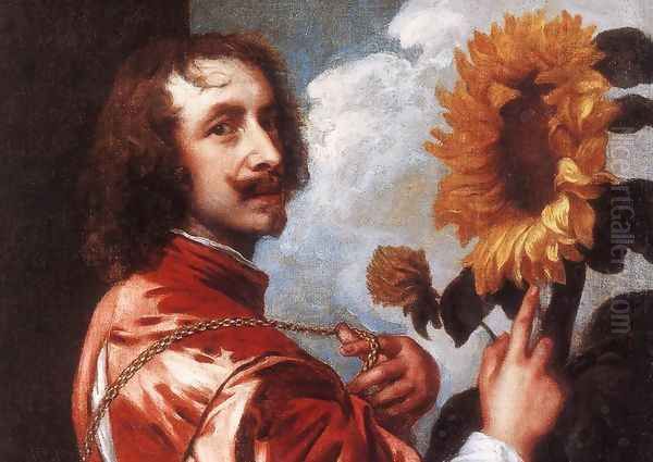 Self-portrait with a Sunflower c. 1632 Oil Painting by Sir Anthony Van Dyck