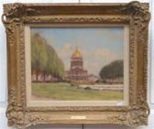 Domed Building Oil Painting by Lucien Mignon