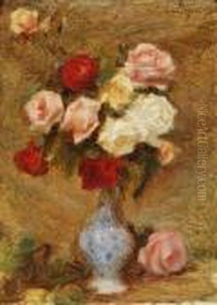 Flower Still Life Oil Painting by Lucien Mignon