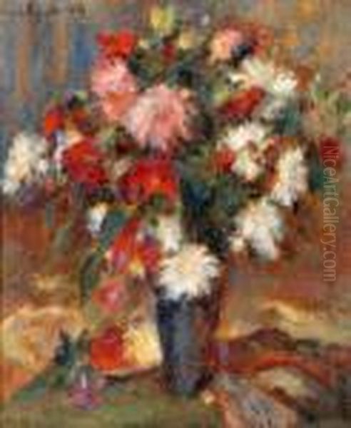 Bouquet De Fleurs Oil Painting by Lucien Mignon