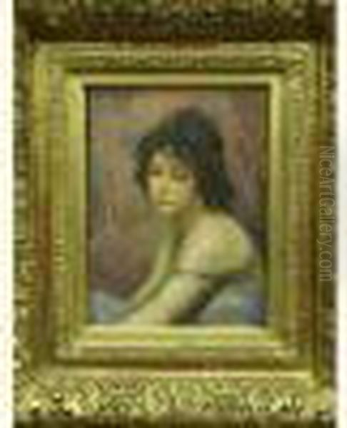 Portrait D'une Femme Pensive Oil Painting by Lucien Mignon