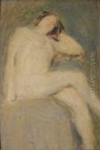 Nu De Femme Assise Oil Painting by Lucien Mignon