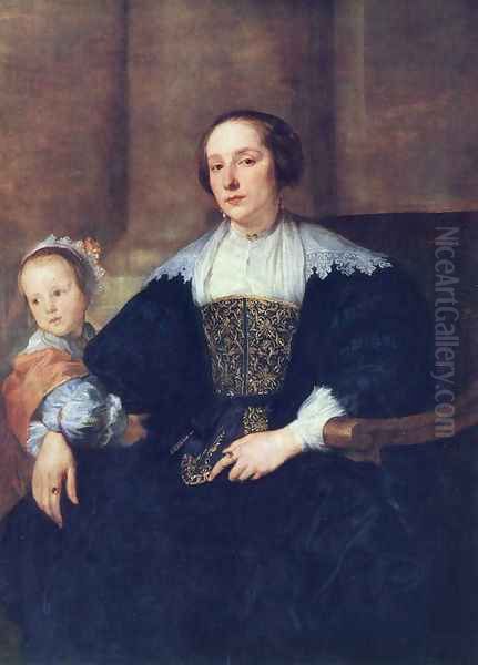 The Wife and Daughter of Colyn de Nole Oil Painting by Sir Anthony Van Dyck