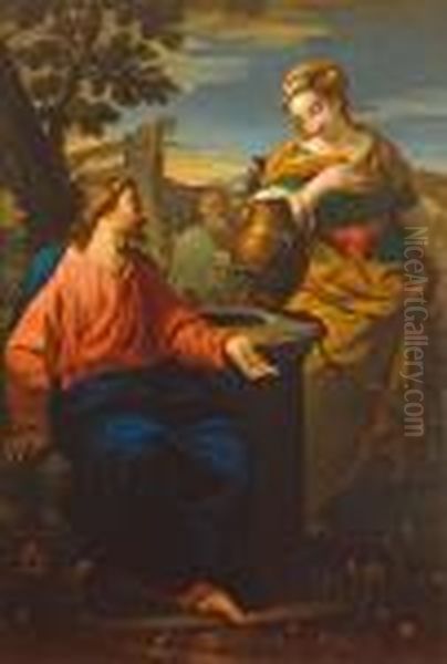 Christ And The Samaritan Woman At The Well. Oil Painting by Aureliano Milani