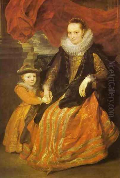 Portrait of Susanna Fourment and Her Daughter Oil Painting by Sir Anthony Van Dyck