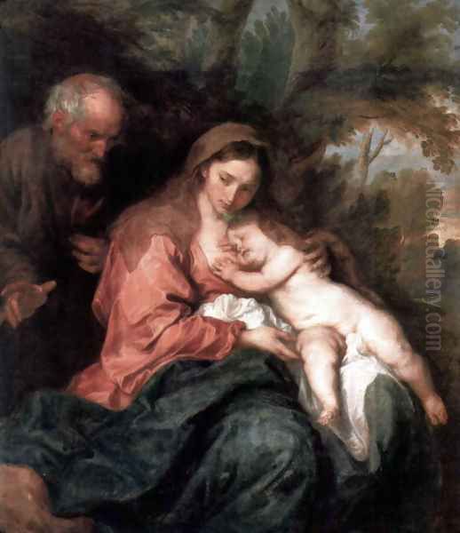 Rest on the run to Egypt Oil Painting by Sir Anthony Van Dyck