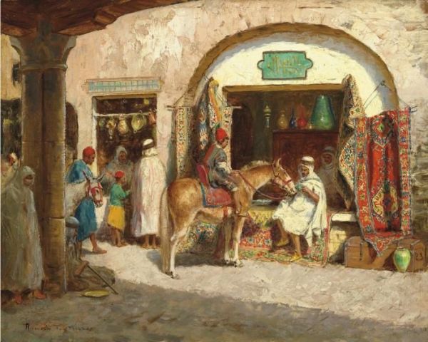 In The Market Oil Painting by Addison Thomas Millar