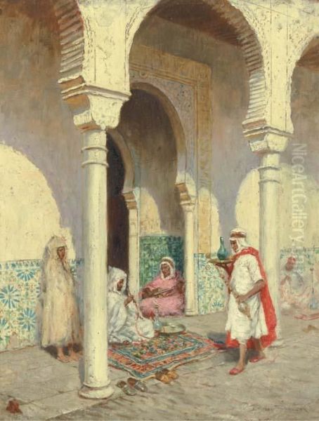 An Arab Cafe Oil Painting by Addison Thomas Millar