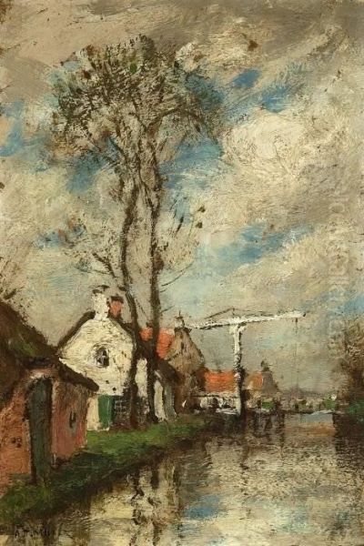 Houses By The Canal Oil Painting by Addison Thomas Millar