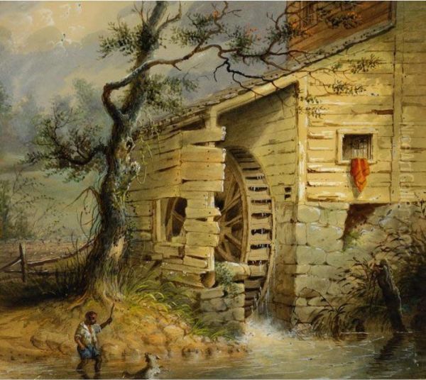 The Old Mill Oil Painting by Alfred Jacob Miller