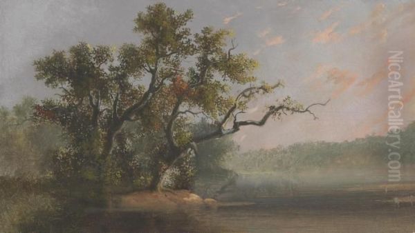 River Scene Oil Painting by Alfred Jacob Miller