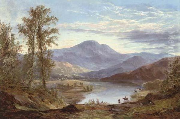 Indian Hunters At A River In The Rockies Oil Painting by Alfred Jacob Miller