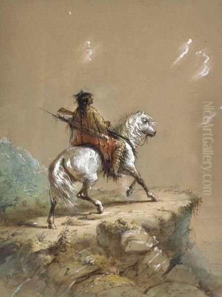 Crow Indian On The Lookout Oil Painting by Alfred Jacob Miller