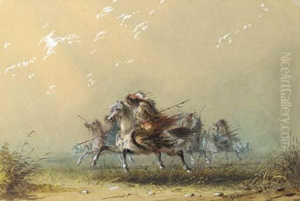 Indians On The War Path Oil Painting by Alfred Jacob Miller