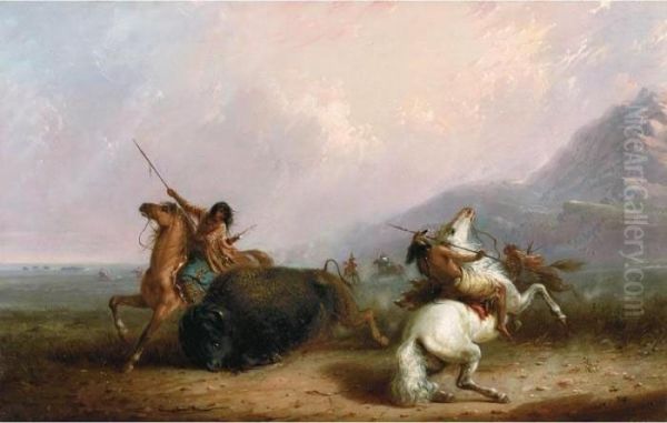 Buffalo Hunt Oil Painting by Alfred Jacob Miller