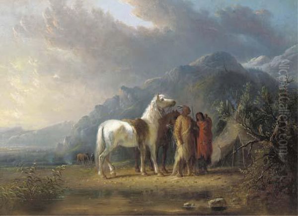 Sioux Camp Oil Painting by Alfred Jacob Miller