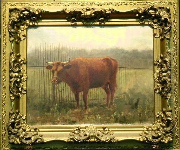 Cow In A Landscape Oil Painting by Charles Henry Miller