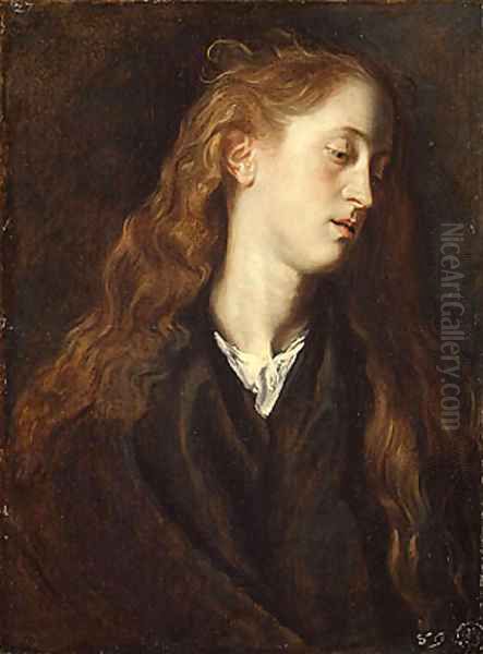 Study Head of a Young Woman possibly 1618 Oil Painting by Sir Anthony Van Dyck