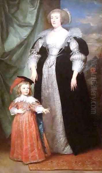 Marie Claire de Croy Duchesse dHarvr and Child Oil Painting by Sir Anthony Van Dyck