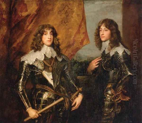 Portrait of the Princes Palatine Charles-Louis I and his Brother Robert Oil Painting by Sir Anthony Van Dyck