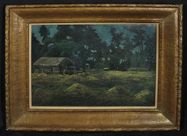 A Farm Scene At Nightfall Oil Painting by Ralph Davidson Miller