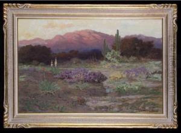 Edge Of The Desert From San Jacintorange Oil Painting by Ralph Davidson Miller