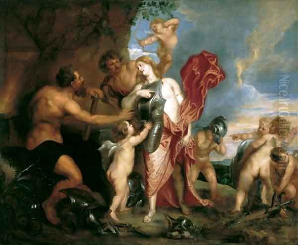 Venus Receiving the Arms of Aeneas from Vulcan c 1629 1632 Oil Painting by Sir Anthony Van Dyck