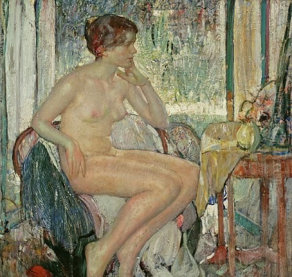 Seated Nude Oil Painting by Richard Emile Miller