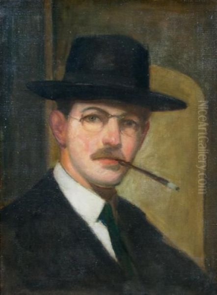 Self Portrait Oil Painting by Richard Emile Miller