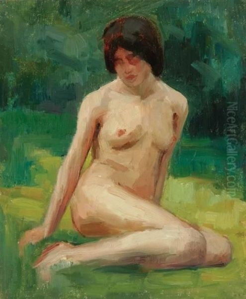 Circle Of Richard Edward Miller , Nude Study-circa 1910 Oil Painting by Richard Emile Miller