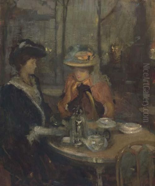 Tea Time Oil Painting by Richard Emile Miller