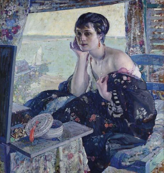 Woman By A Window Oil Painting by Richard Emile Miller