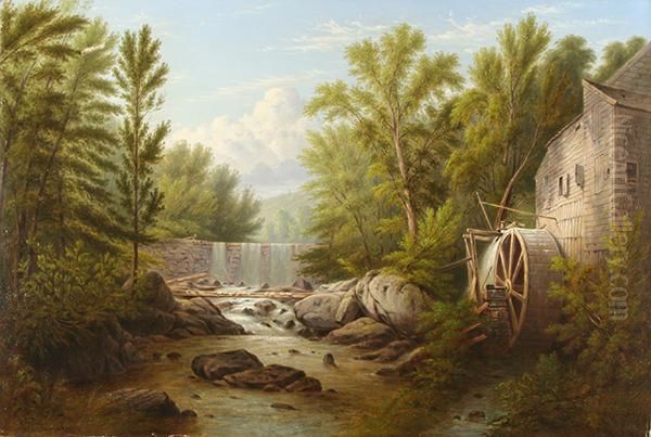 Carl's Mill, Sleepy Hollow. Ny Oil Painting by William Rickarby Miller