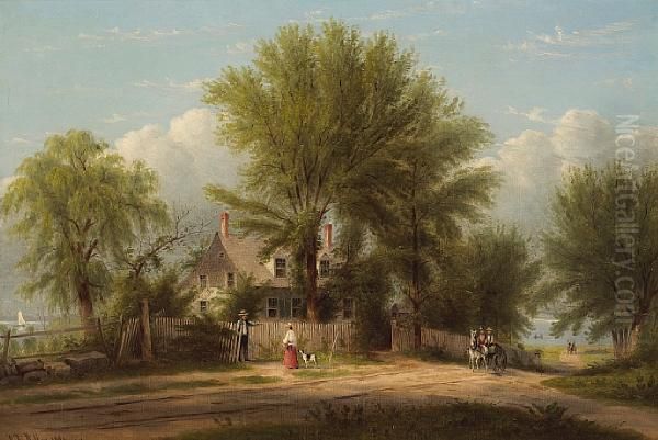 Hapelyea House: A Long Island Homestead Oil Painting by William Rickarby Miller