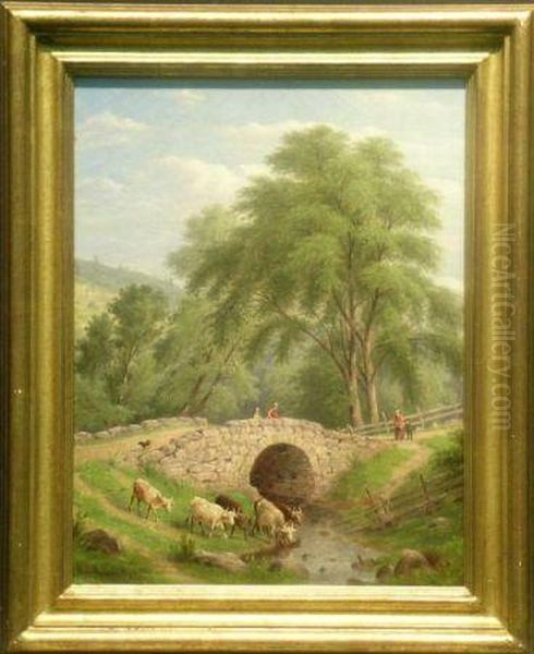 Bridge In Ulster County, New York Oil Painting by William Rickarby Miller