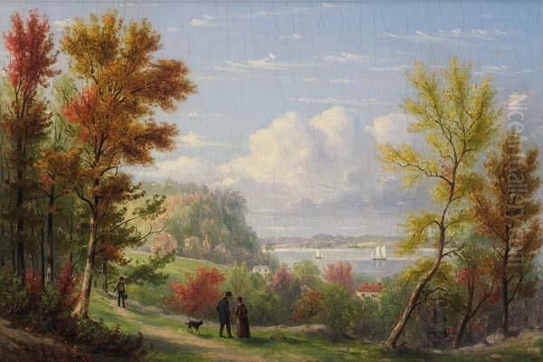 ''hudson Point, Weehawken, N.j.'' Oil Painting by William Rickarby Miller